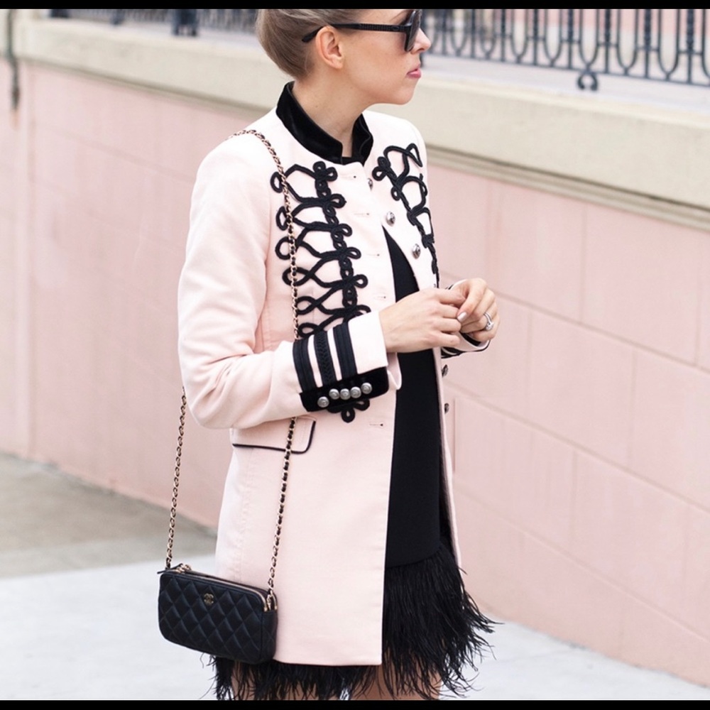 zara military pink coat